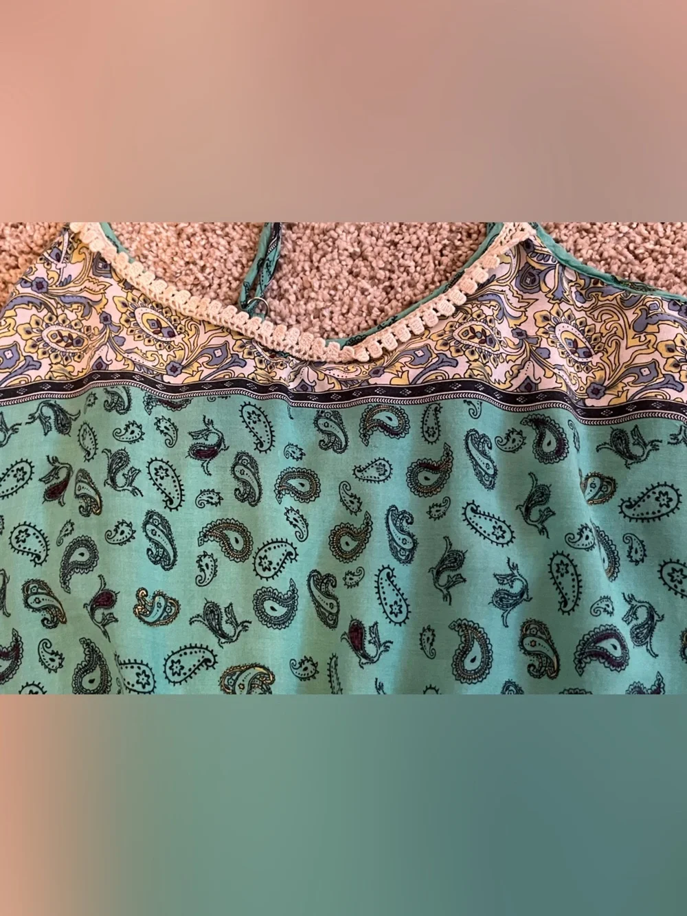 Vintage Havana Teal Leopard-Print Romper with Paisley Side Stripes